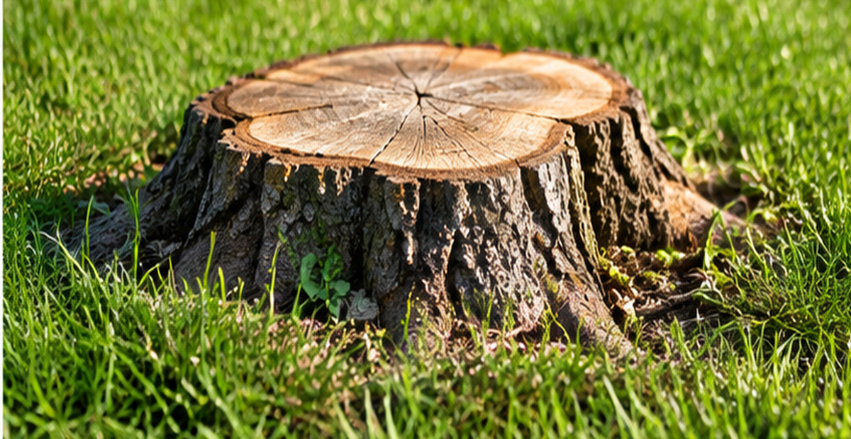 Tree stump before stump grinding